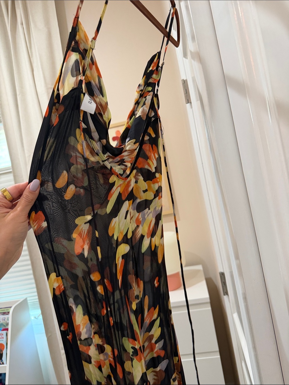 Rat & Boa Catarina Black Sheer Floral Slip Dress with Multicolor Floral Print - Picture 3 of 5